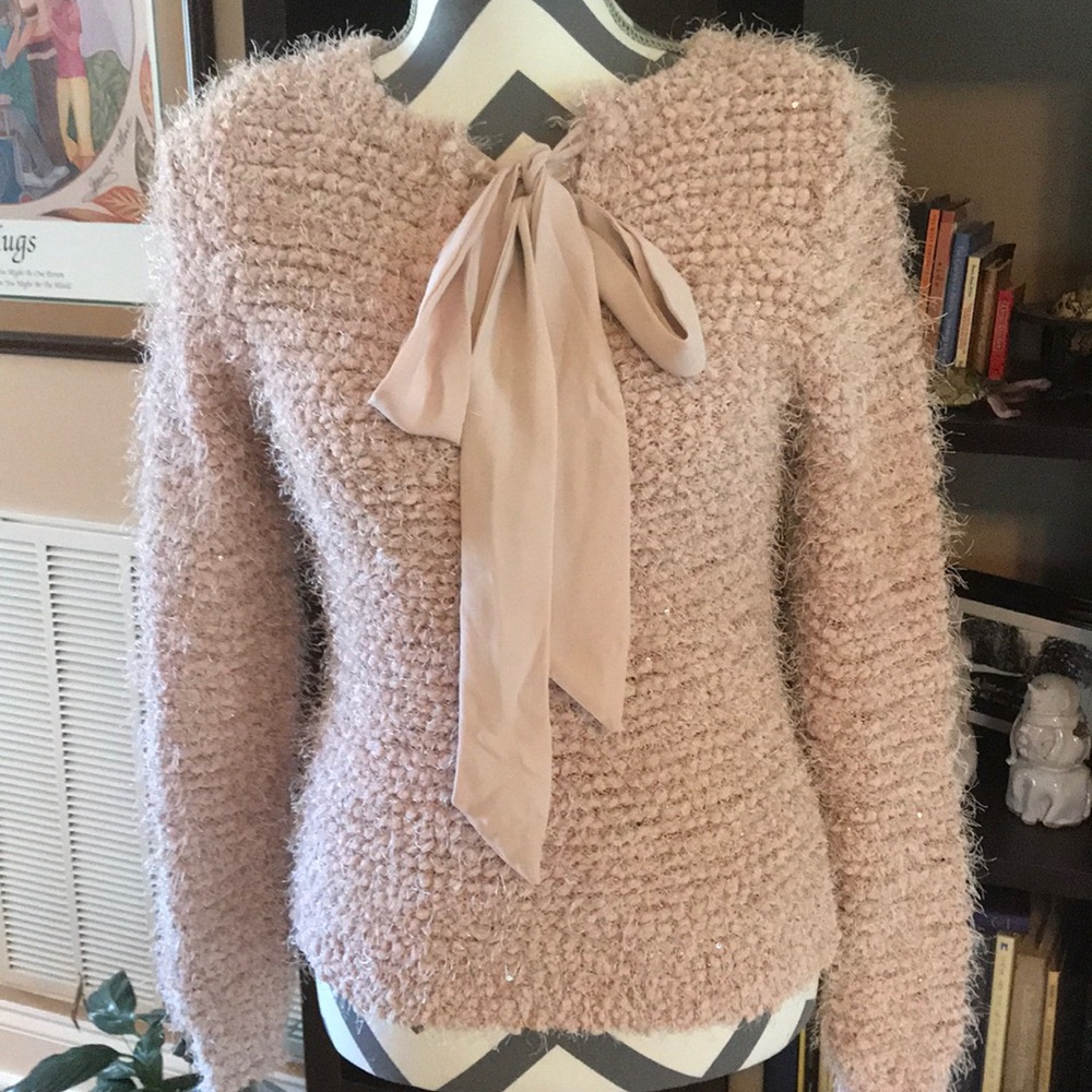 Jennifer Lopez Small Pink Eyelash Knit Sweater